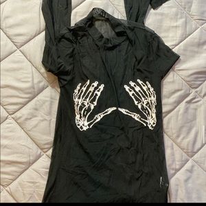 Mesh skeletal hands long sleeve